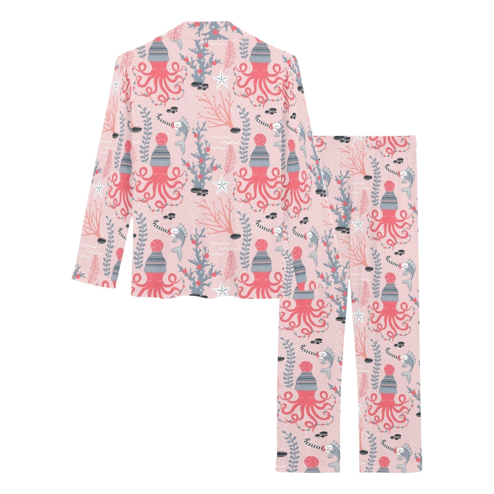 Octopus winter hat garland Fish candy Seaweed Cora Women's Long Pajama Set