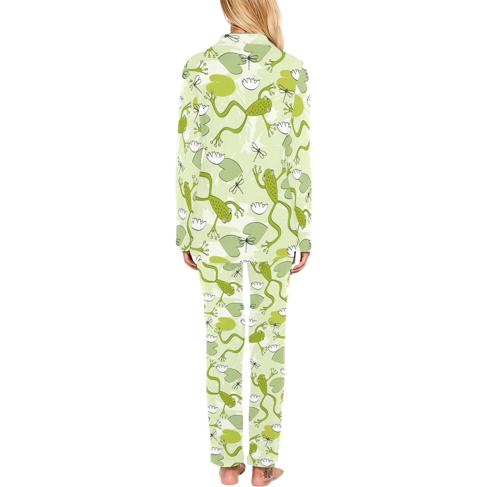 Cute frog dragonfly pattern Women's Long Pajama Set