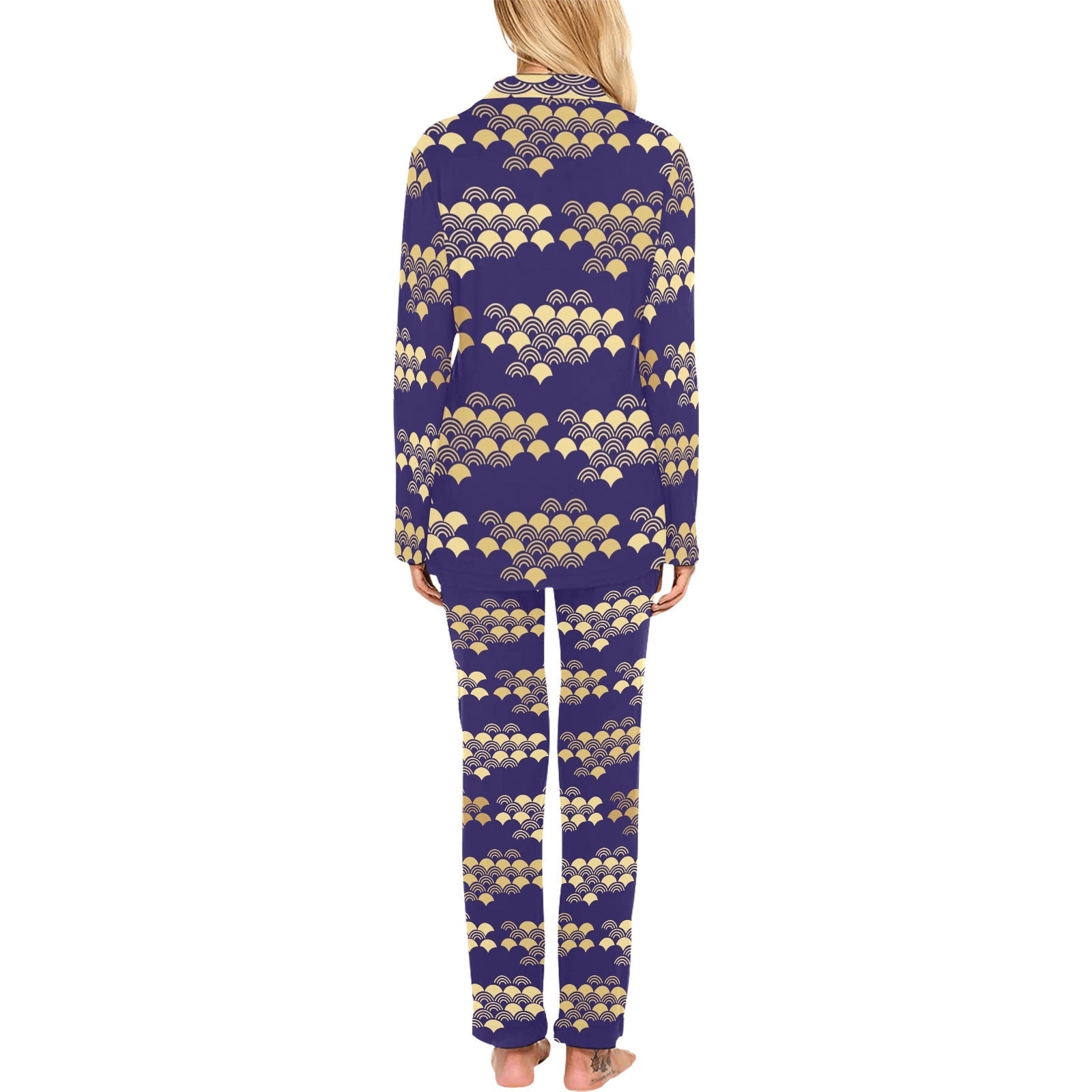 Beautiful japanese fan pattern Women's Long Pajama Set