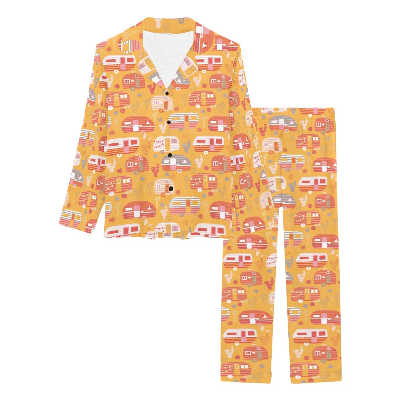 Camper Van Pattern Print Design 04 Women's Long Pajama Set