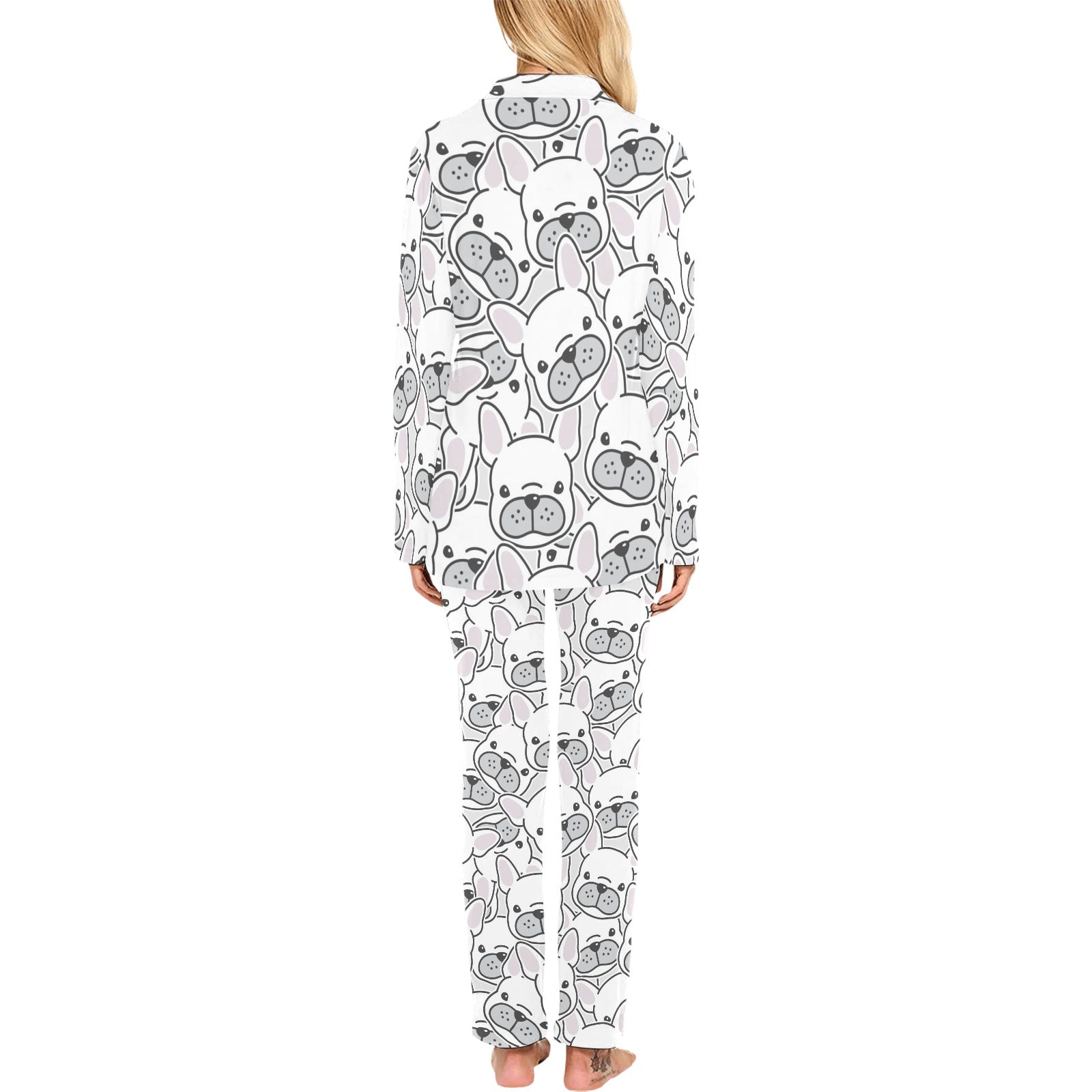 Cute french bulldog head pattern Women's Long Pajama Set