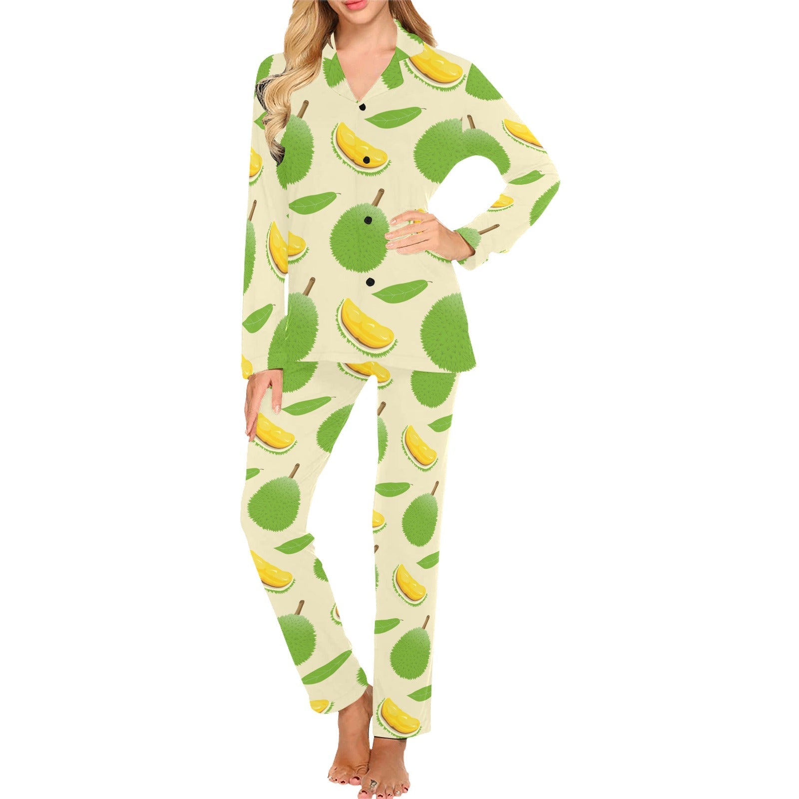 Durian pattern Women's Long Pajama Set