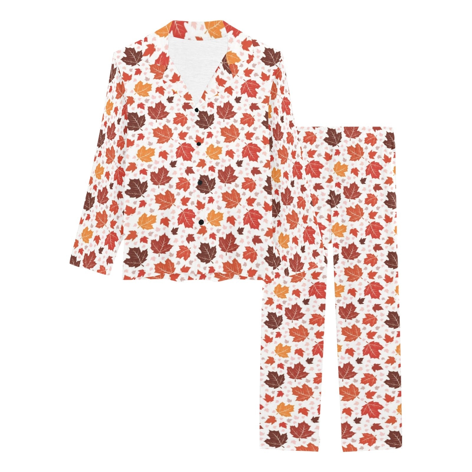 Colorful Maple Leaf pattern Women's Long Pajama Set