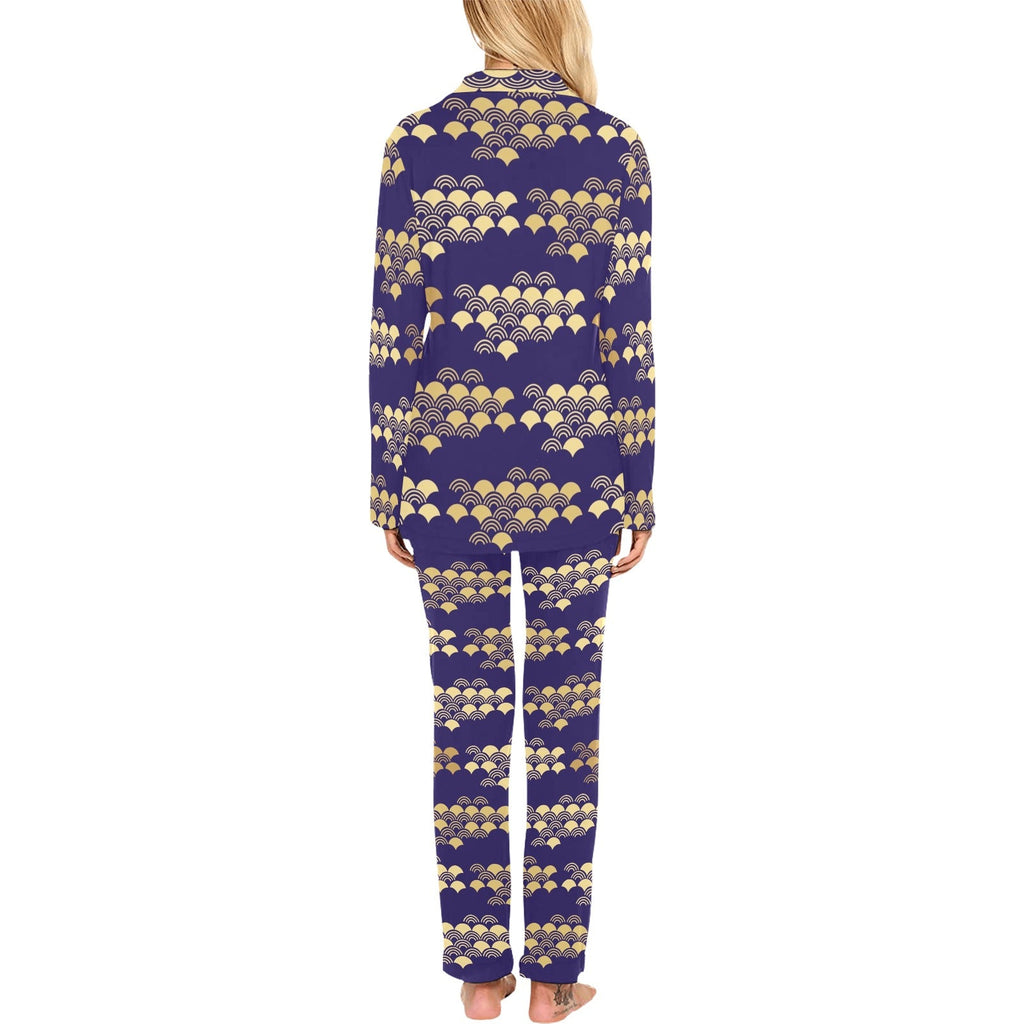 Beautiful japanese fan pattern Women's Long Pajama Set